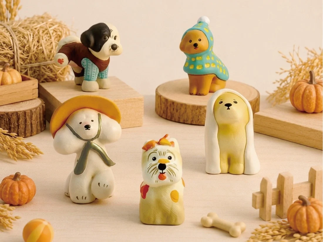 facaierr「かわいい秋の犬たち」は11月末予定。カプセルと骨型カラビナ付きBOXを案内