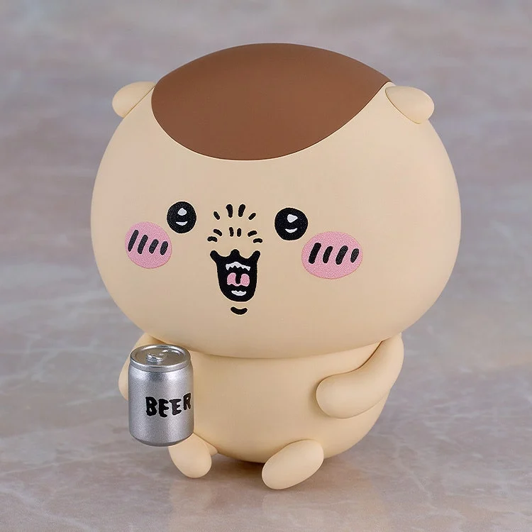 缶ビールを持つくりまんじゅうのサンプル。缶はフィギュア用の付属小物で、飲用の商品ではありません。