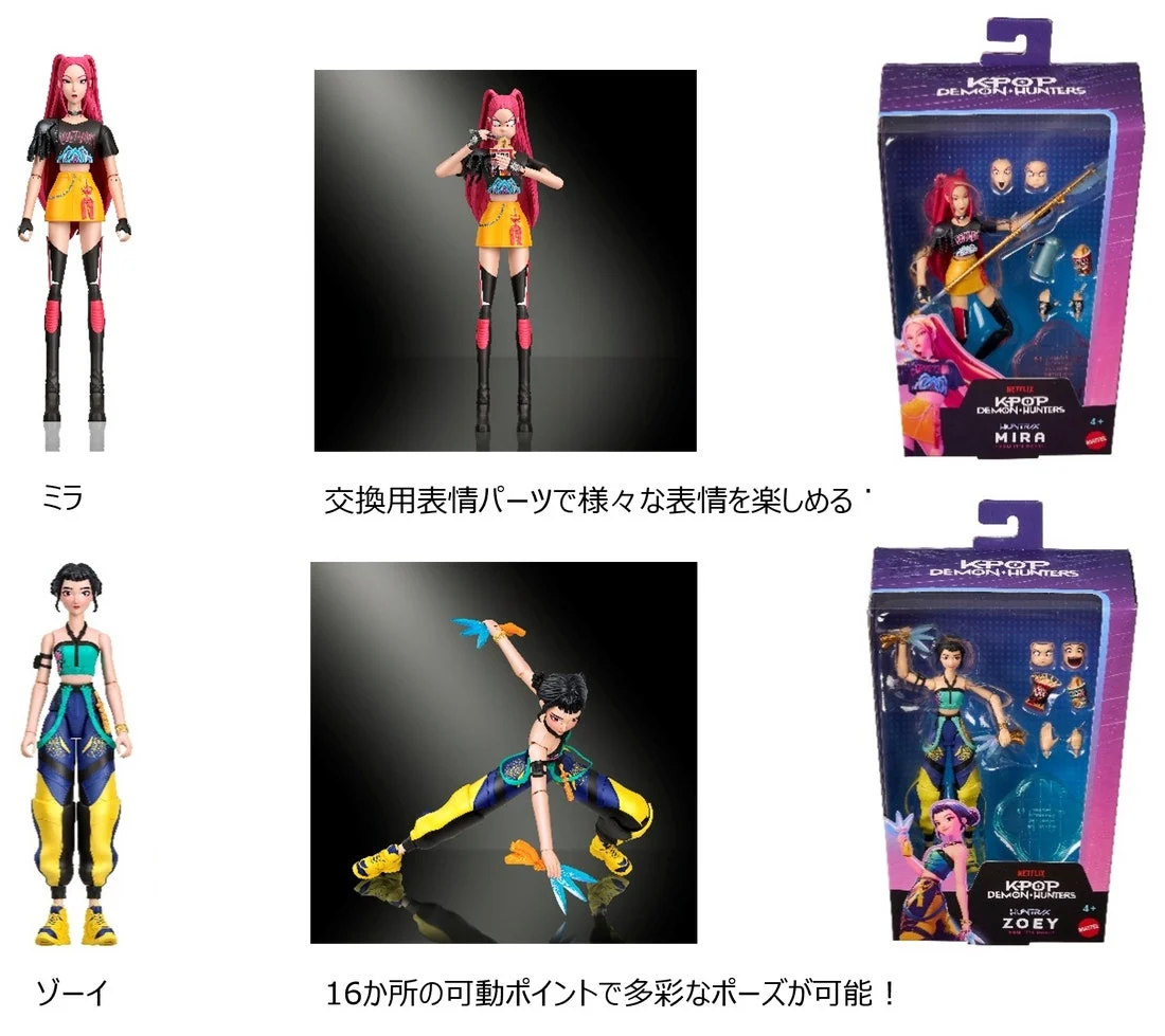 単品ミラ(上・JRY31)とゾーイ(下・JRY32)の見本。別売商品で、2体セットの写真ではありません。